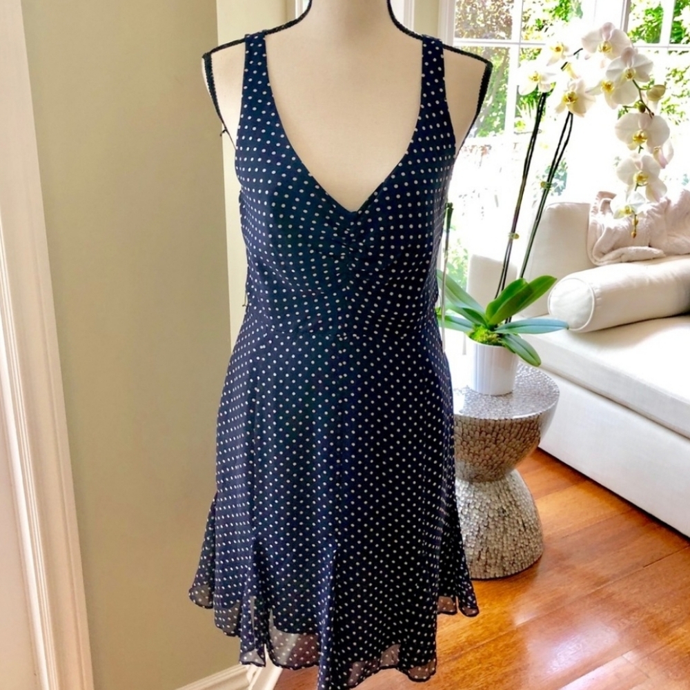 NWoT Kate Young for Target Retro Pinup Navy Polka Dot Dress